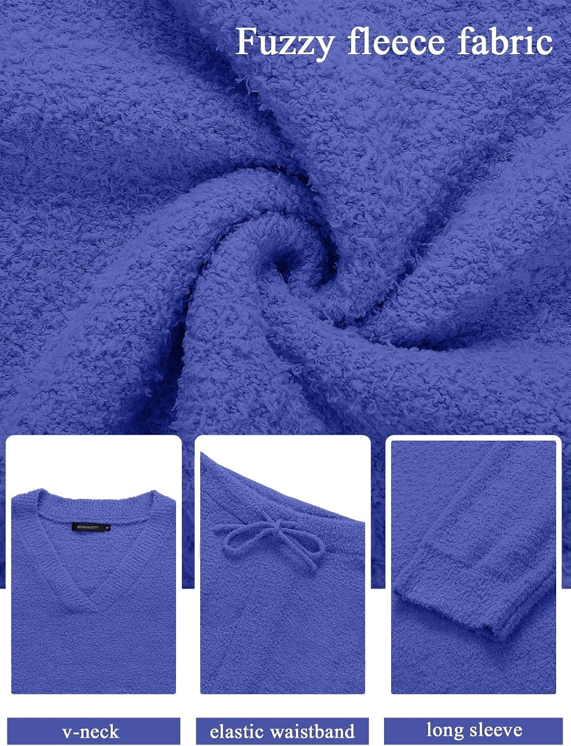 image:imageMEROKEETY Womens Fall Fleece 2 Piece Outfits Pajama Lounge SetsRoyal