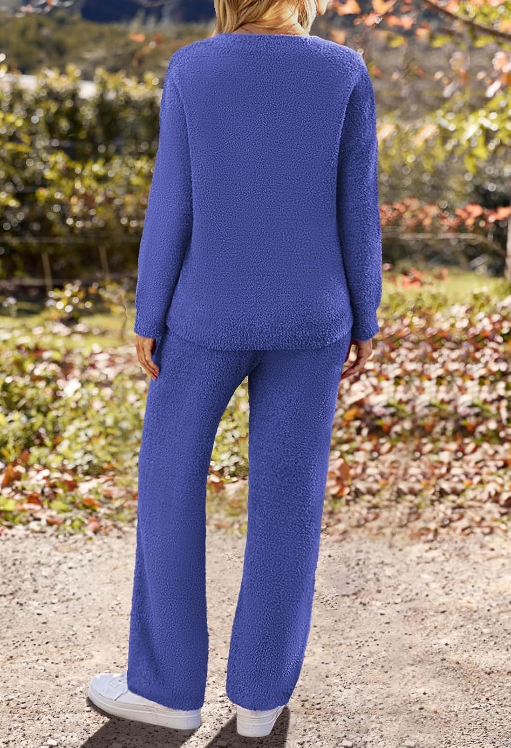 image:imageMEROKEETY Womens Fall Fleece 2 Piece Outfits Pajama Lounge SetsRoyal