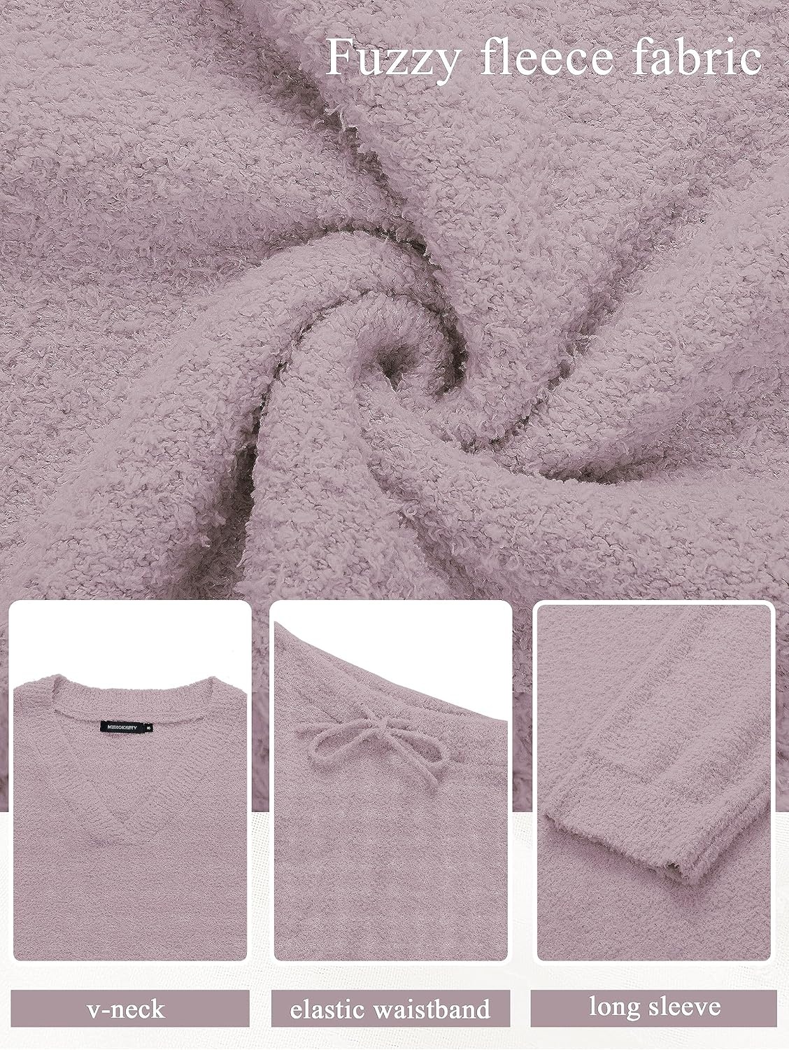 image:imageMEROKEETY Womens Fall Fleece 2 Piece Outfits Pajama Lounge SetsTaro