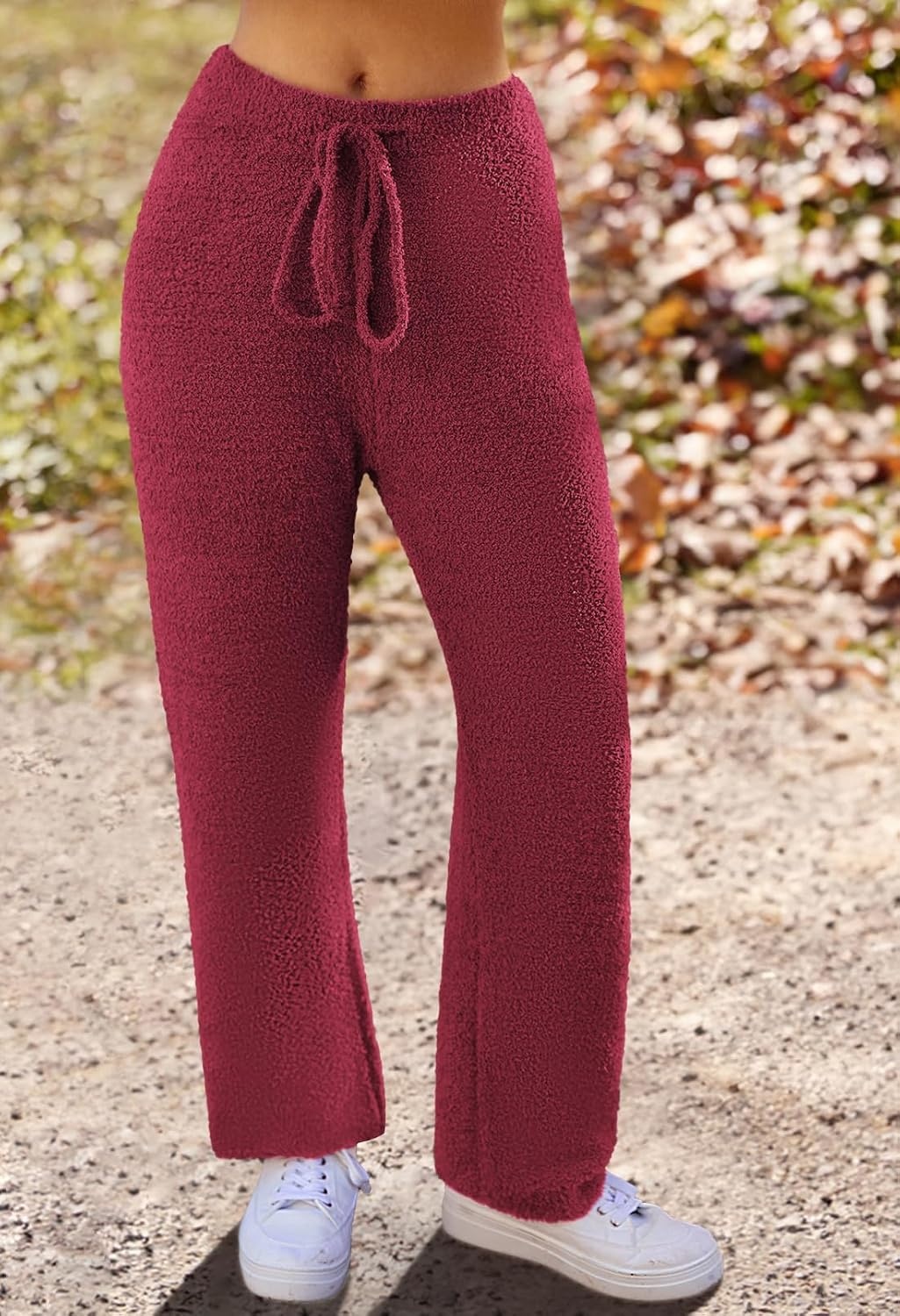 image:imageMEROKEETY Womens Fall Fleece 2 Piece Outfits Pajama Lounge SetsWine