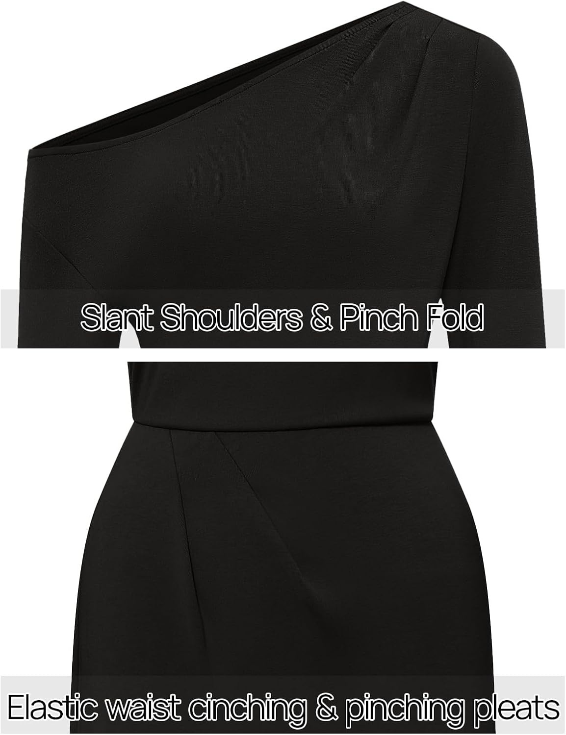 image:imageMEROKEETY Womens Fall Off Shoulder Long Sleeve Wedding Guest Midi DressBlack