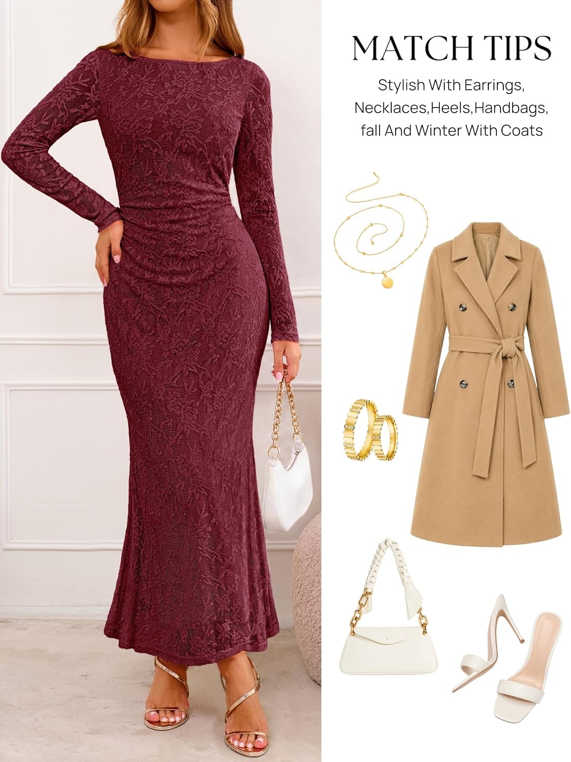 image:imageMEROKEETY Womens Fall Wedding Guest Formal Floral Maxi DressesBurgundy