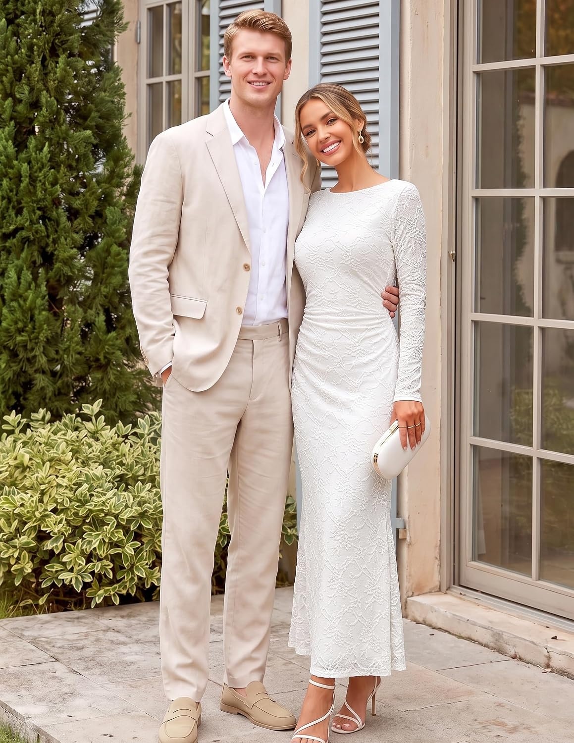image:imageMEROKEETY Womens Fall Wedding Guest Formal Floral Maxi DressesWhite