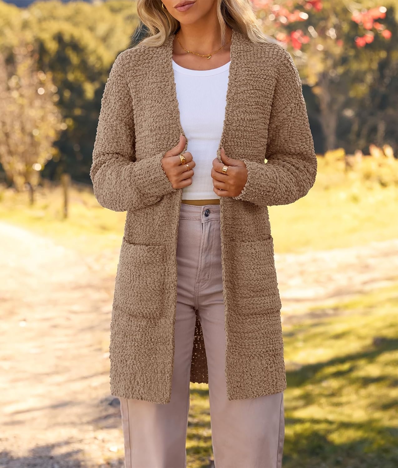 image:imageMEROKEETY Womens Fuzzy Chunky Oversized Cardigan Sweaters 2026 Fall OutfitsMocha
