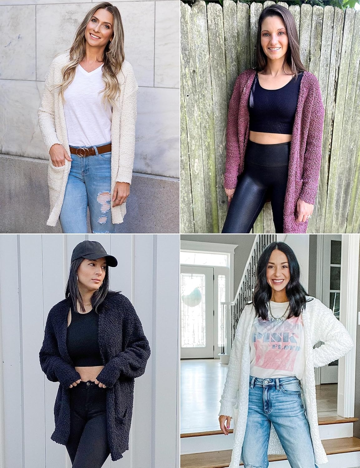 image:imageMEROKEETY Womens Fuzzy Chunky Oversized Cardigan Sweaters 2026 Fall OutfitsPink