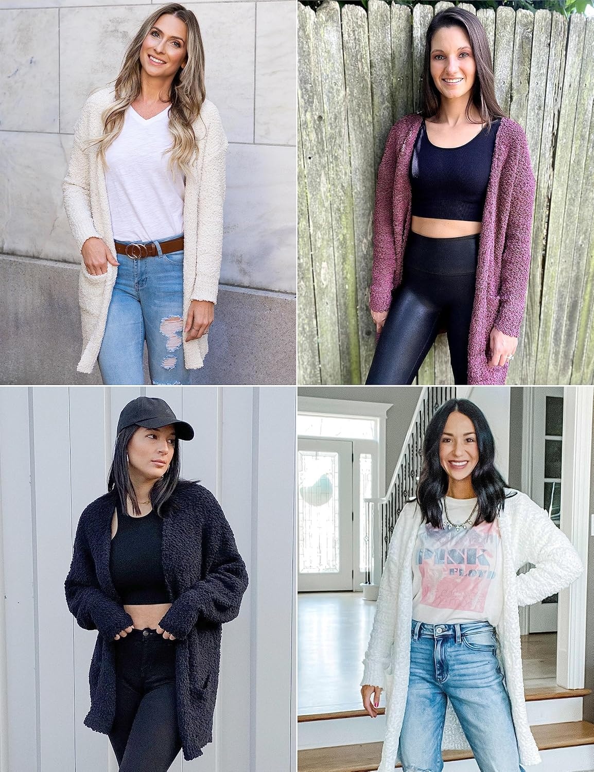 image:imageMEROKEETY Womens Fuzzy Chunky Oversized Cardigan Sweaters 2026 Fall OutfitsRed