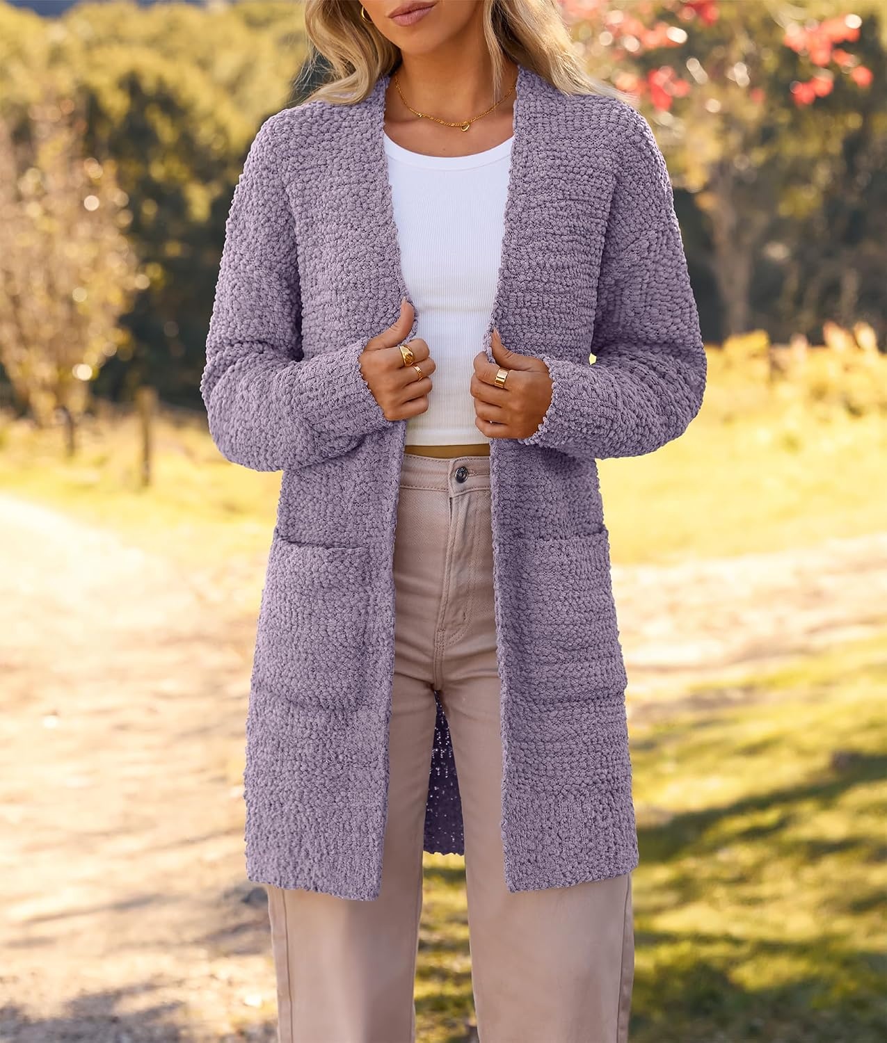image:imageMEROKEETY Womens Fuzzy Chunky Oversized Cardigan Sweaters 2026 Fall OutfitsTaro
