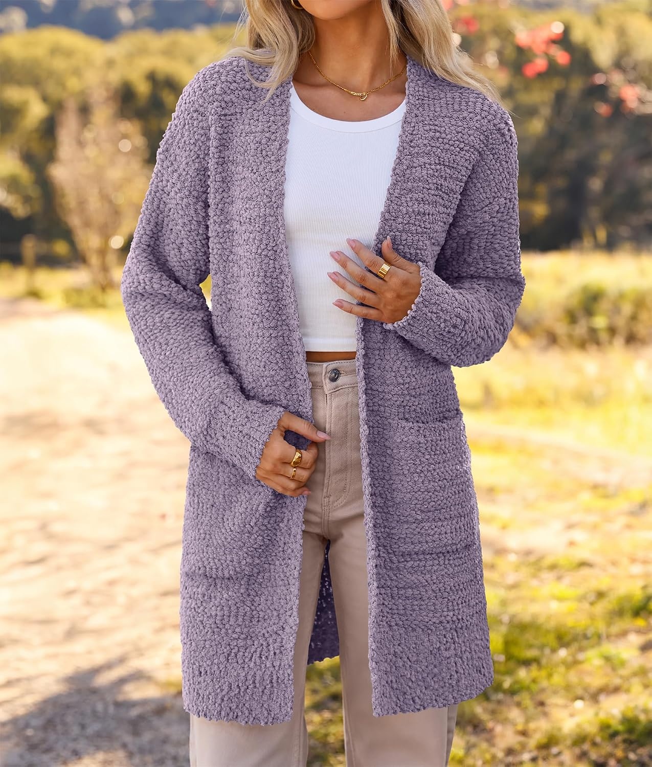 image:imageMEROKEETY Womens Fuzzy Chunky Oversized Cardigan Sweaters 2026 Fall OutfitsTaro