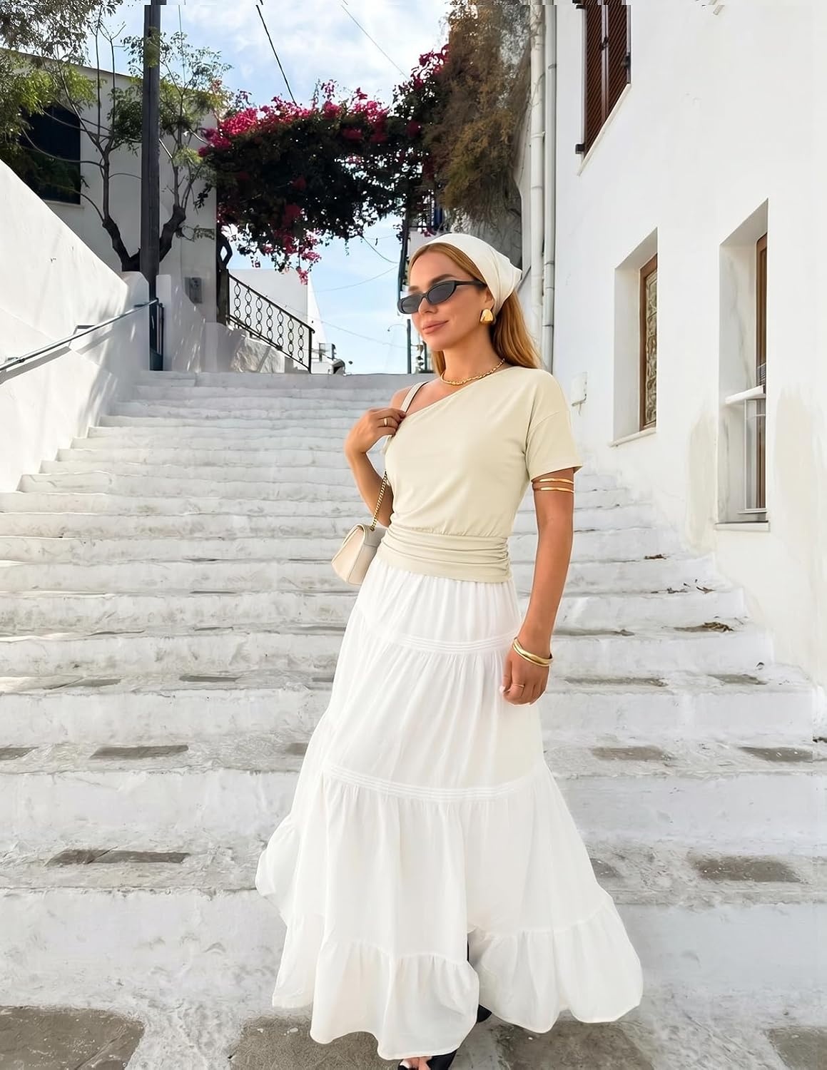 image:imageMEROKEETY Womens Off The Shoulder Summer Short Sleeve Going Out Y2k TopsBeige