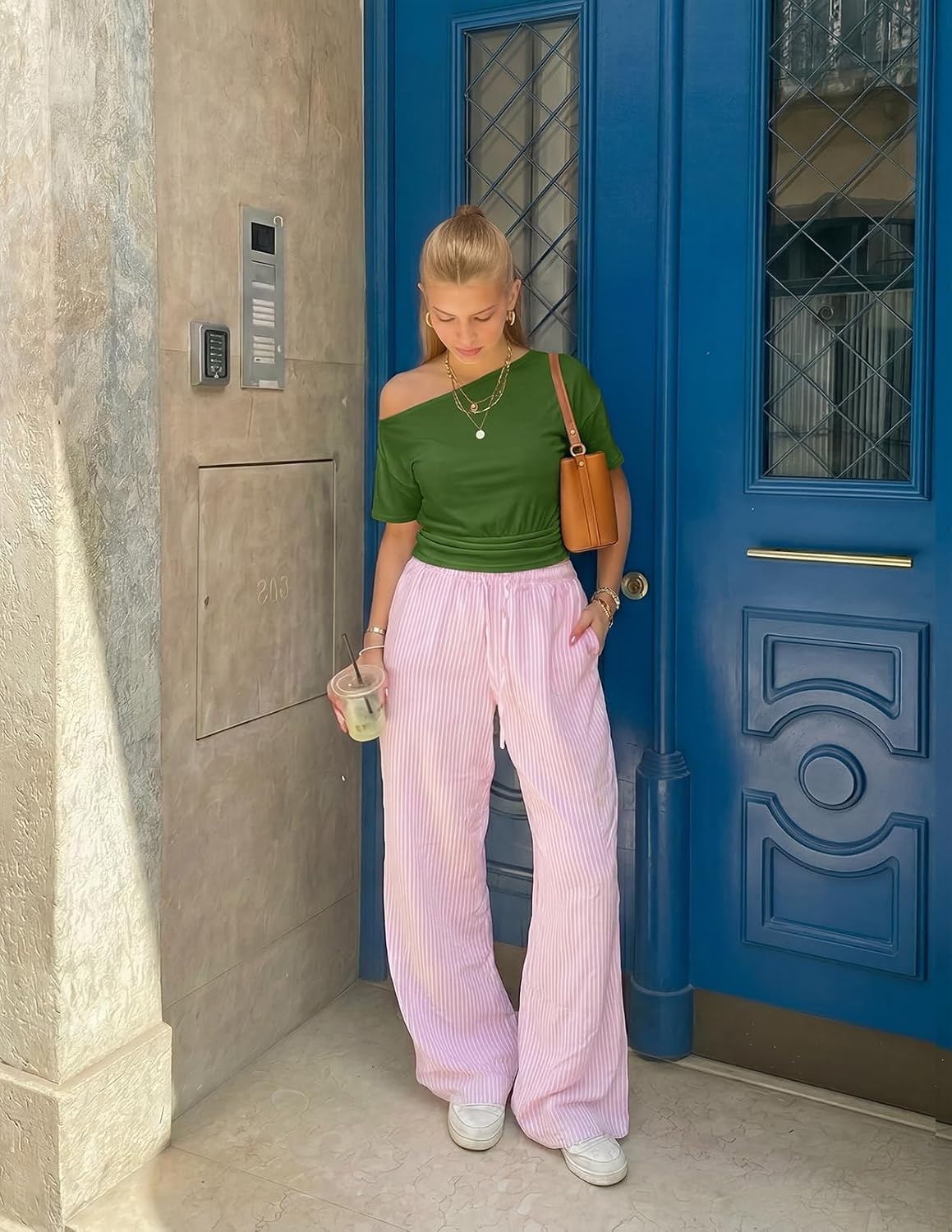 image:imageMEROKEETY Womens Off The Shoulder Summer Short Sleeve Going Out Y2k TopsGreen