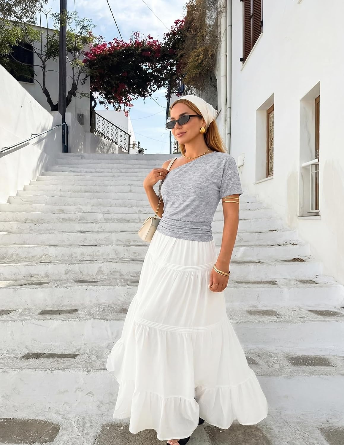 image:imageMEROKEETY Womens Off The Shoulder Summer Short Sleeve Going Out Y2k TopsGrey