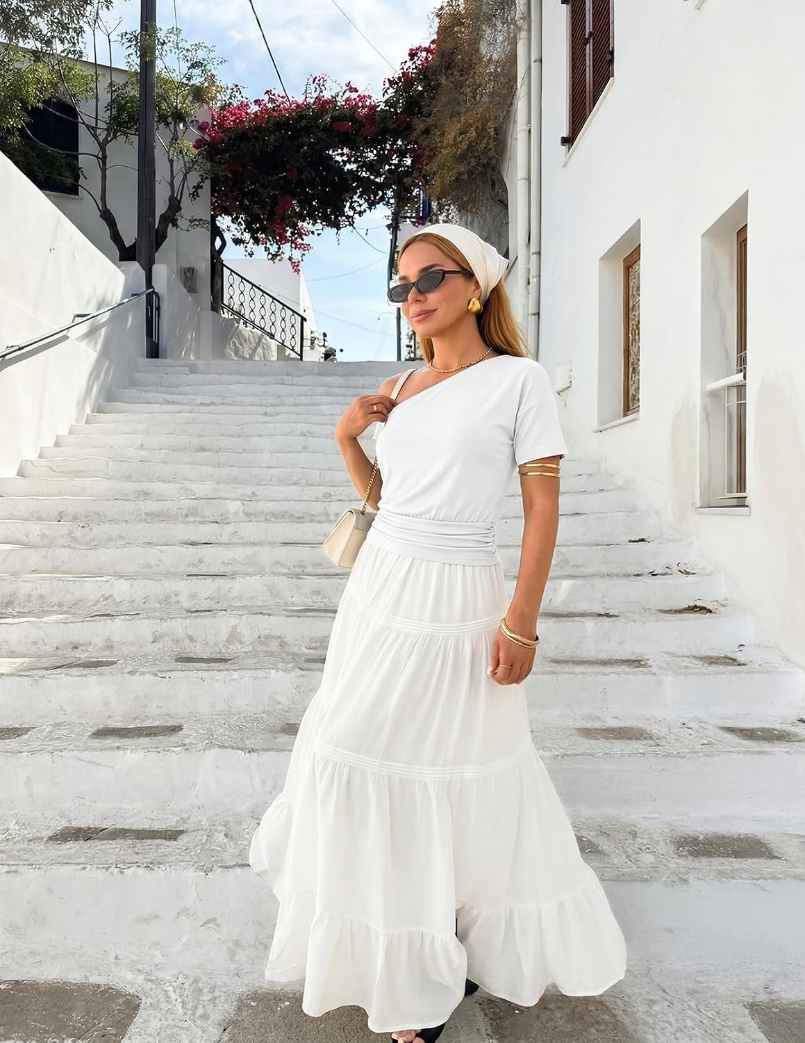 image:imageMEROKEETY Womens Off The Shoulder Summer Short Sleeve Going Out Y2k TopsWhite