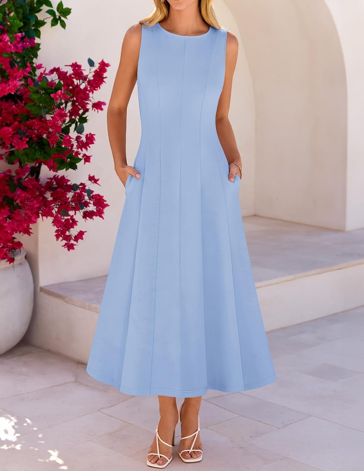 image:imageMEROKEETY Womens Semi Formal Cocktail Wedding Guest A Line Maxi DressesBlue