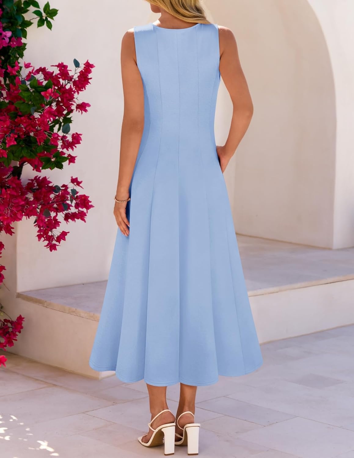 image:imageMEROKEETY Womens Semi Formal Cocktail Wedding Guest A Line Maxi DressesBlue