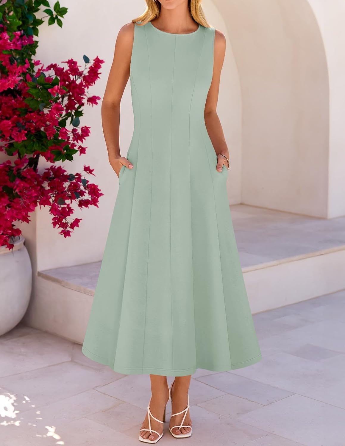 image:imageMEROKEETY Womens Semi Formal Cocktail Wedding Guest A Line Maxi DressesSage