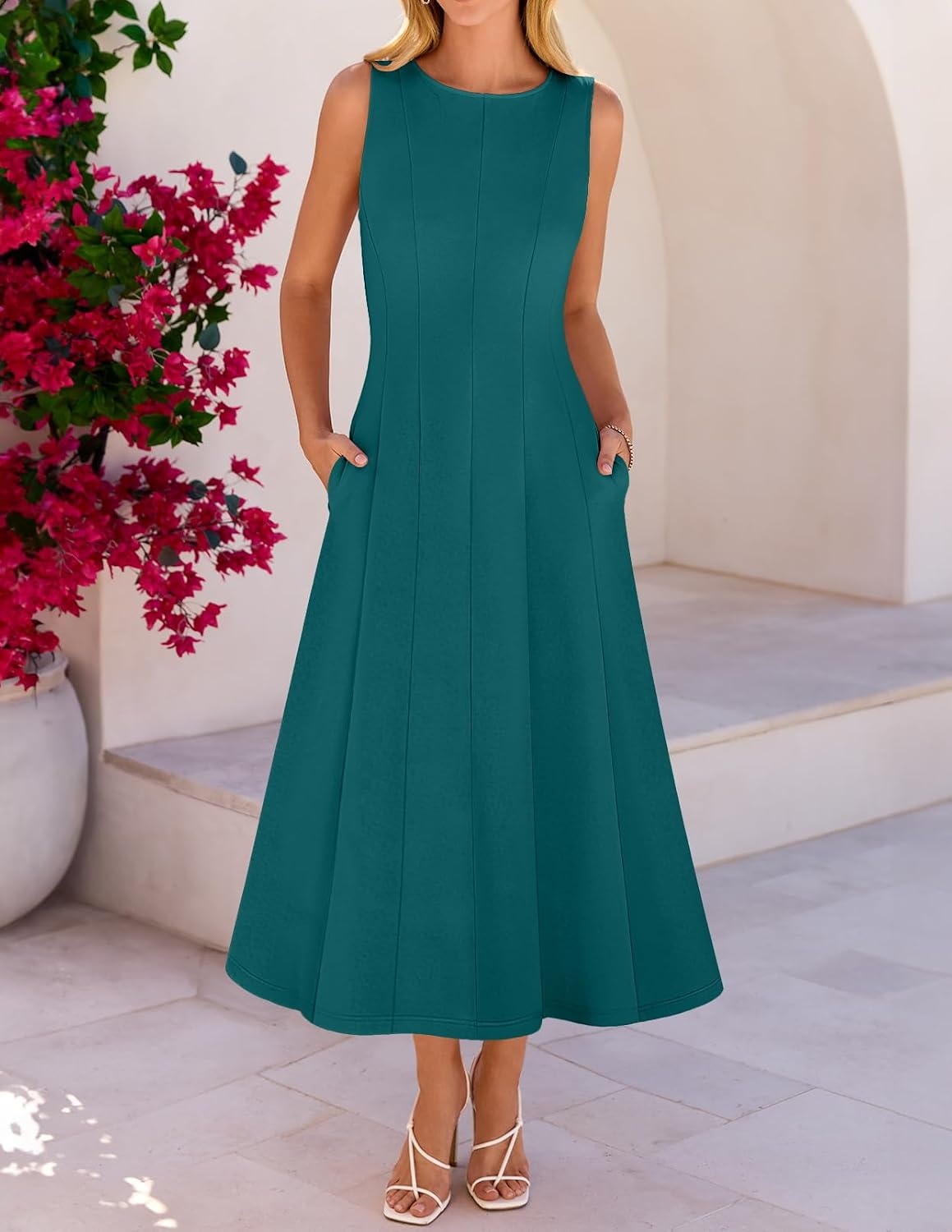image:imageMEROKEETY Womens Semi Formal Cocktail Wedding Guest A Line Maxi DressesTeal