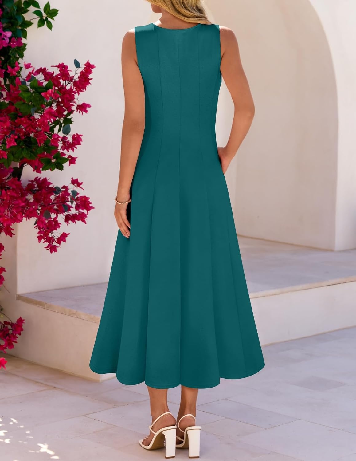 image:imageMEROKEETY Womens Semi Formal Cocktail Wedding Guest A Line Maxi DressesTeal