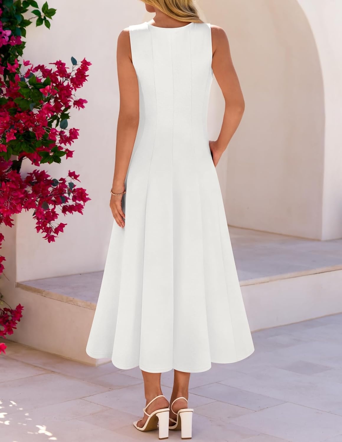image:imageMEROKEETY Womens Semi Formal Cocktail Wedding Guest A Line Maxi DressesWhite