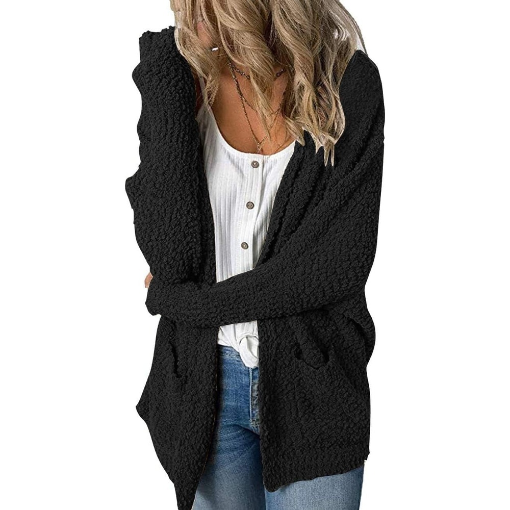 image:imageMEROKEETY Womens Fuzzy Chunky Oversized Cardigan Sweaters 2026 Fall OutfitsBat Black