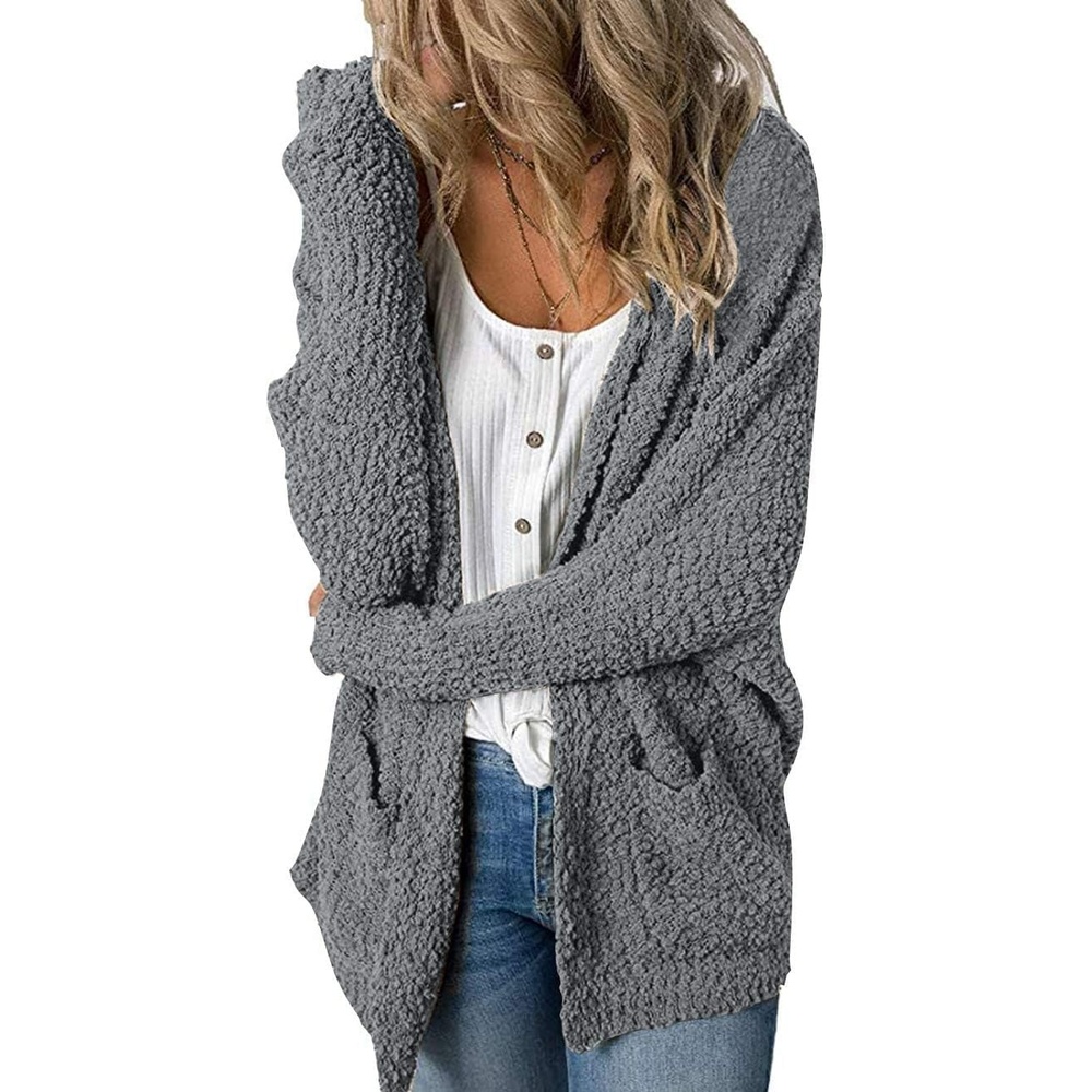 image:imageMEROKEETY Womens Fuzzy Chunky Oversized Cardigan Sweaters 2026 Fall OutfitsBat Grey