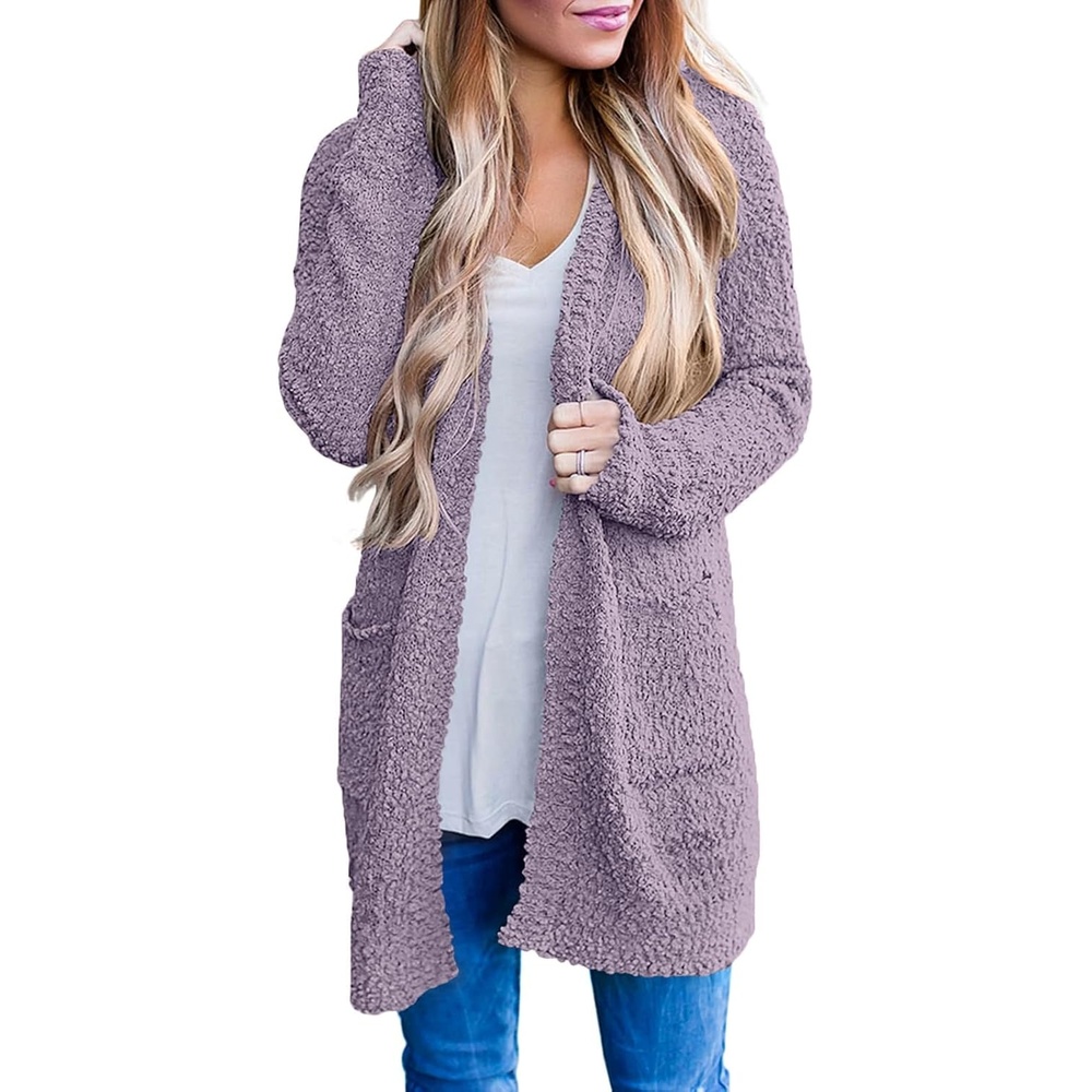 image:imageMEROKEETY Womens Fuzzy Chunky Oversized Cardigan Sweaters 2026 Fall OutfitsTaro