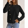 MEROKEETY Fall Sweaters for Women Long Sleeve Button Pullover Knit Tops(Black)