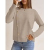 MEROKEETY Fall Sweaters for Women Long Sleeve Button Pullover Knit Tops(Camel)