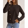 MEROKEETY Fall Sweaters for Women Long Sleeve Button Pullover Knit Tops(Coffee)