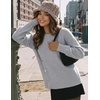 MEROKEETY Fall Sweaters for Women Long Sleeve Button Pullover Knit Tops(Grey)