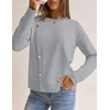 MEROKEETY Fall Sweaters for Women Long Sleeve Button Pullover Knit Tops(Grey)