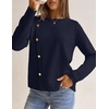 MEROKEETY Fall Sweaters for Women Long Sleeve Button Pullover Knit Tops(Navy)