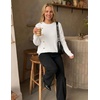 MEROKEETY Fall Sweaters for Women Long Sleeve Button Pullover Knit Tops(White)