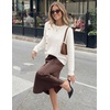 MEROKEETY Fall Sweaters for Women Long Sleeve Button Pullover Knit Tops(White)