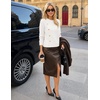 MEROKEETY Fall Sweaters for Women Long Sleeve Button Pullover Knit Tops(White)
