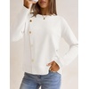MEROKEETY Fall Sweaters for Women Long Sleeve Button Pullover Knit Tops(White)