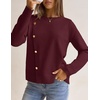 MEROKEETY Fall Sweaters for Women Long Sleeve Button Pullover Knit Tops(Wine)