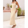 MEROKEETY Women Summer Halter Ribbed Bodycon Midi Sweater Dress 2026 Formal(Apricot)