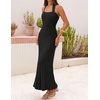 MEROKEETY Women Summer Halter Ribbed Bodycon Midi Sweater Dress 2026 Formal(Black)