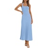 MEROKEETY Women Summer Halter Ribbed Bodycon Midi Sweater Dress 2026 Formal(Blue)