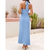 MEROKEETY Women Summer Halter Ribbed Bodycon Midi Sweater Dress 2026 Formal(Blue)