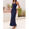 MEROKEETY Women Summer Halter Ribbed Bodycon Midi Sweater Dress 2026 Formal(Navy)