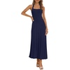 MEROKEETY Women Summer Halter Ribbed Bodycon Midi Sweater Dress 2026 Formal(Navy)