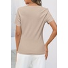 MEROKEETY Womens 2026 Summer Short Sleeve Tops Casual T Shirts(Almond)
