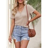 MEROKEETY Womens 2026 Summer Short Sleeve Tops Casual T Shirts(Almond)