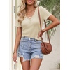 MEROKEETY Womens 2026 Summer Short Sleeve Tops Casual T Shirts(Apricot)