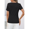 MEROKEETY Womens 2026 Summer Short Sleeve Tops Casual T Shirts(Black)