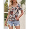 MEROKEETY Womens 2026 Summer Short Sleeve Tops Casual T Shirts(Blackfloral)
