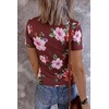 MEROKEETY Womens 2026 Summer Short Sleeve Tops Casual T Shirts(Brickredfloral)