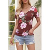 MEROKEETY Womens 2026 Summer Short Sleeve Tops Casual T Shirts(Brickredfloral)