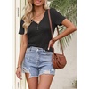 MEROKEETY Womens 2026 Summer Short Sleeve Tops Casual T Shirts(Darkgrey)
